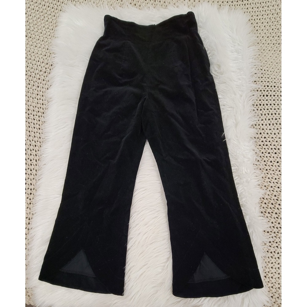 Velvet Black High-Waisted Cropped Wide Leg Pants Vintage‎ Rare 90s Y2K